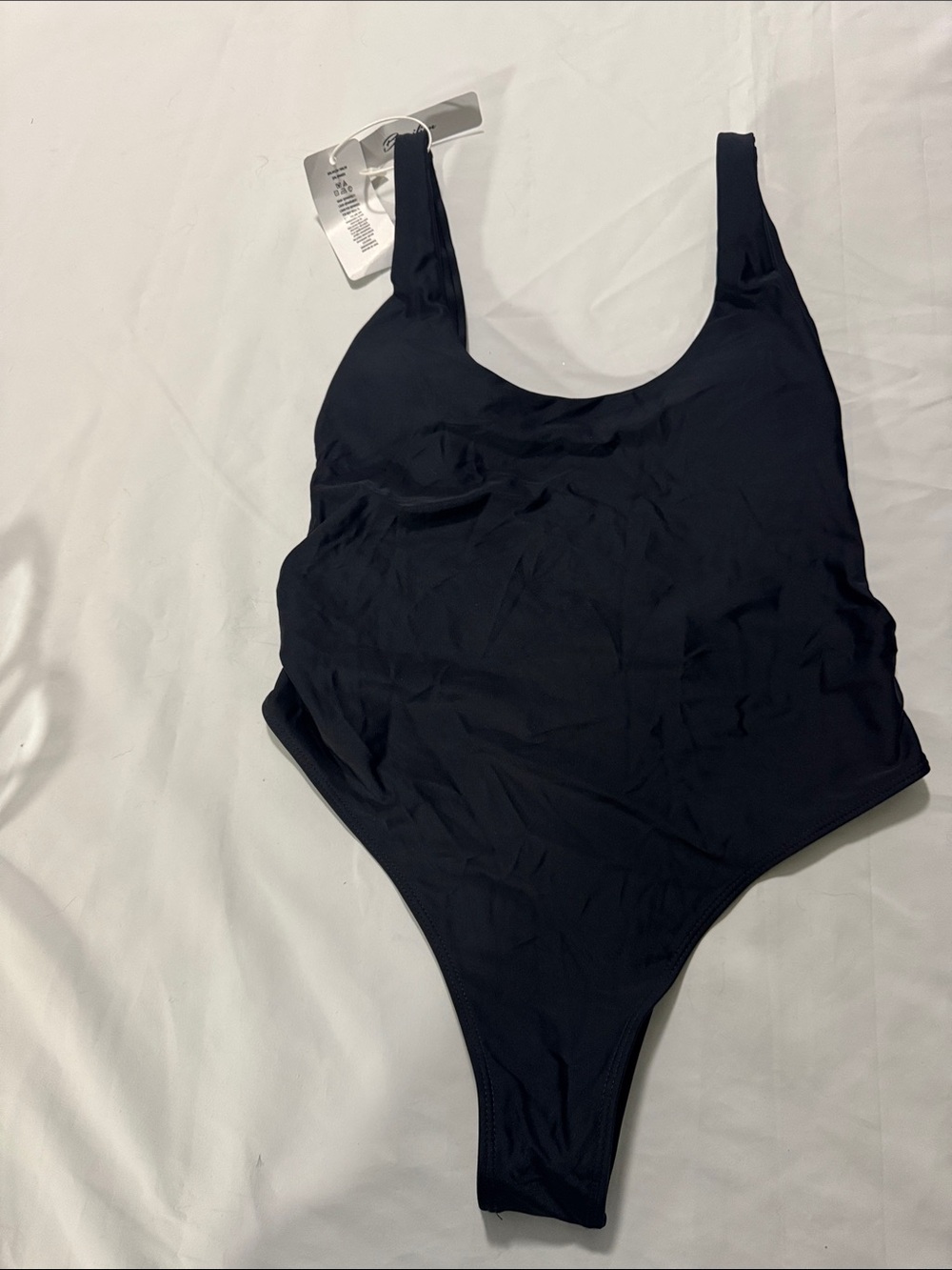 Brazilian Black One-Piece Scoop Neck Swimsuit size S